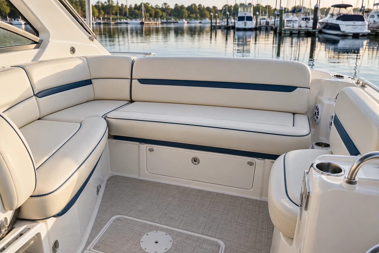Marine vinyl boat seating and padded backrests